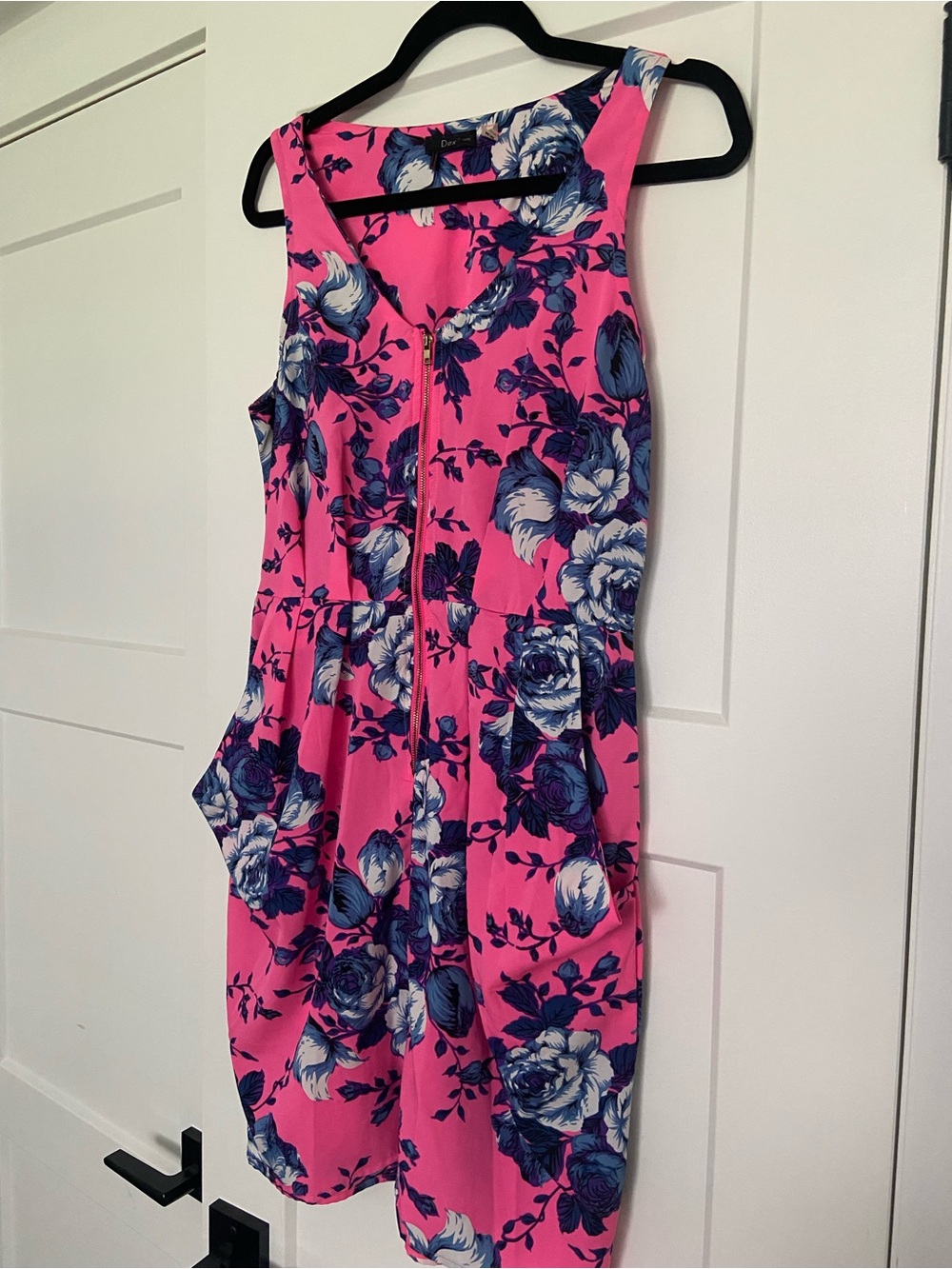 Dex Hot Pink and Blue Floral Summer Sleeveless Dress - Picture 3 of 15